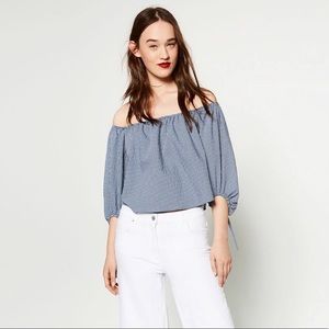 Zara Off The Shoulder Gingham Top XS
